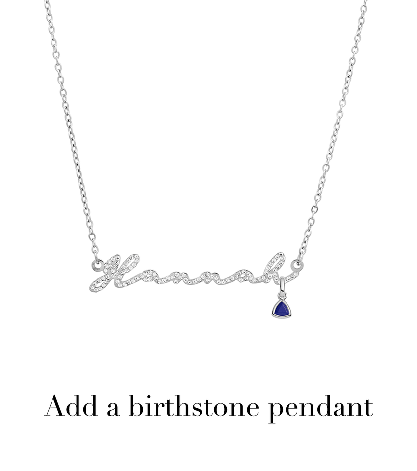 Crystal Signature Name Necklace (Silver)