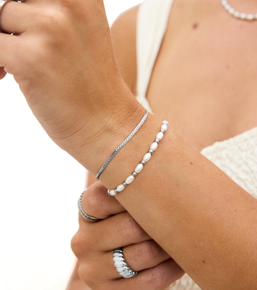 Pearl Chain Bracelet (Silver)