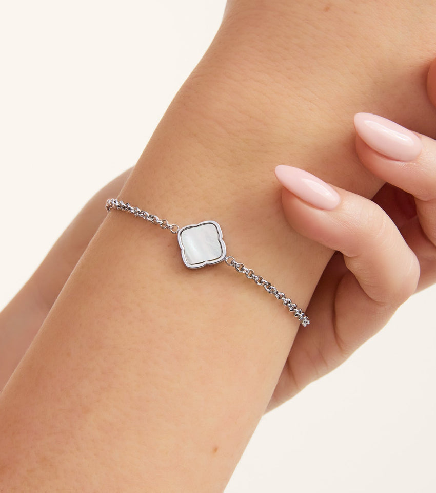 Pearl Clover Bracelet (Silver)