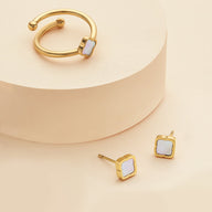 Mini Pearl Clover Stud Earrings (Gold)