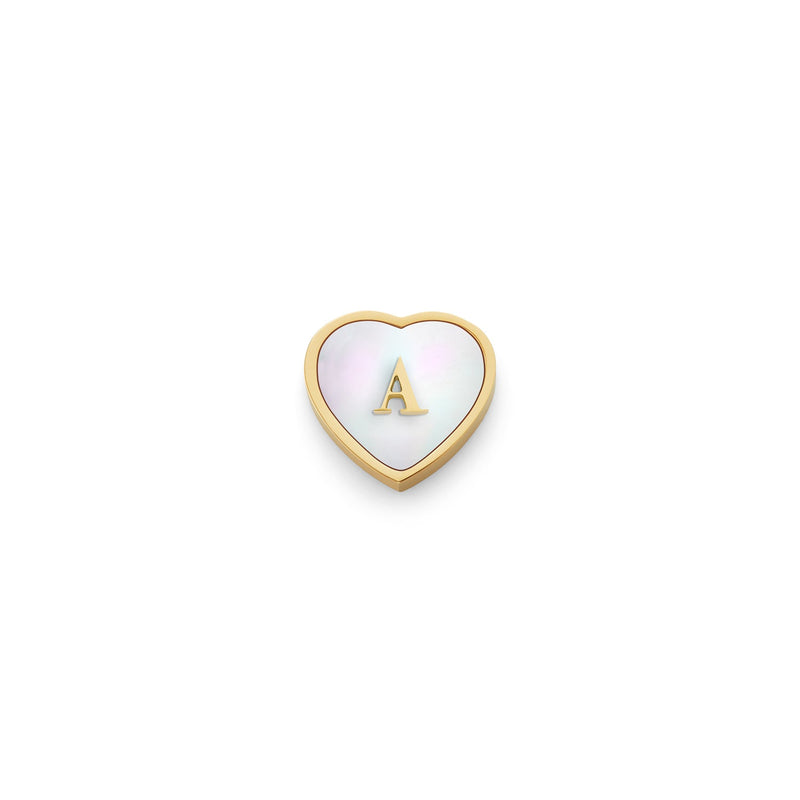 Pearl Heart Charms (Gold) - Initials