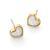 Mini Pearl Heart Stud Earrings (Gold)