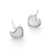 Mini Pearl Heart Stud Earrings (Silver)