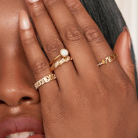 Crystal Link Chain Initial Ring (Gold)