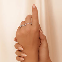 Sterling Silver Crystal Link Chain Ring (Silver)