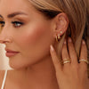 Sterling Silver Crystal Link Chain Huggie Hoops (Gold)