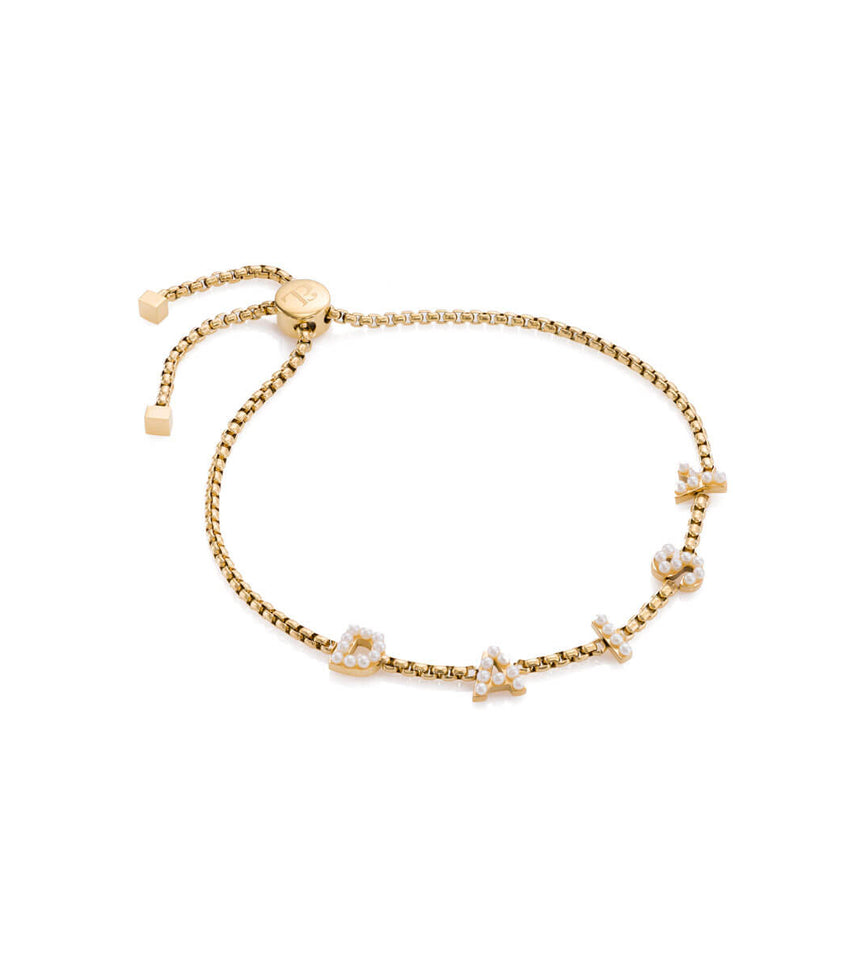 Pearl Custom Name Bracelet (Gold) – Abbott Lyon US