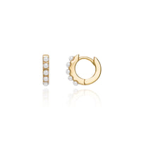 Pearl Huggie Hoop Earrings (Gold)