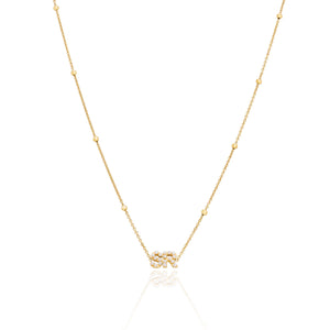 Pearl Initials Sphere Chain Necklace (Gold)