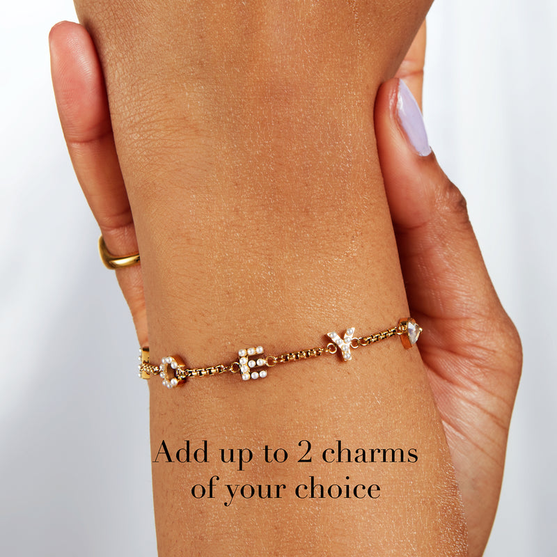 Pearl Custom Name Bracelet (Gold)