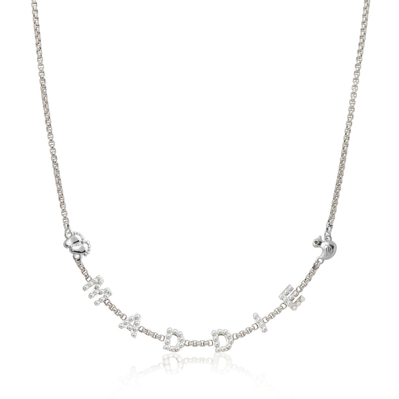 Pearl Custom Name Necklace (Silver)