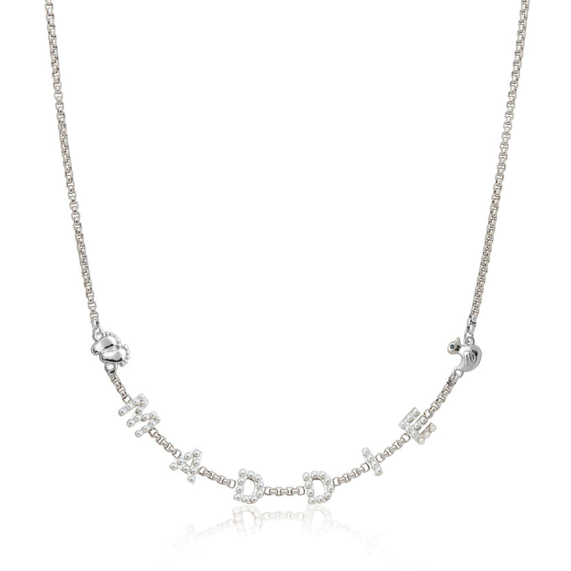 Pearl Custom Name Necklace (Silver)