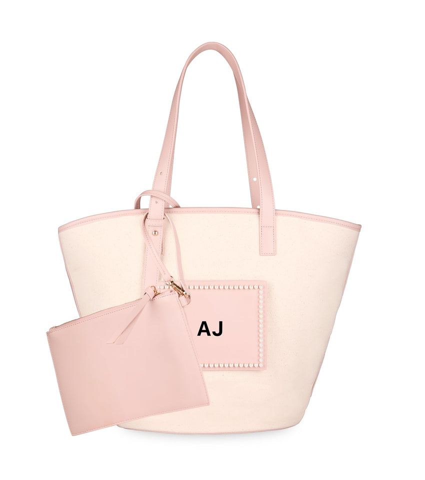 Lacoste Leather Tote bag In Peach Pink Colour