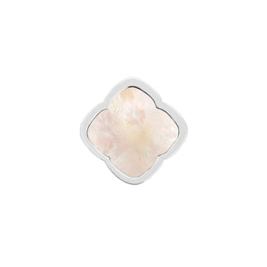 Rosette Pearl Clover Charms (Silver) - Plain Clover