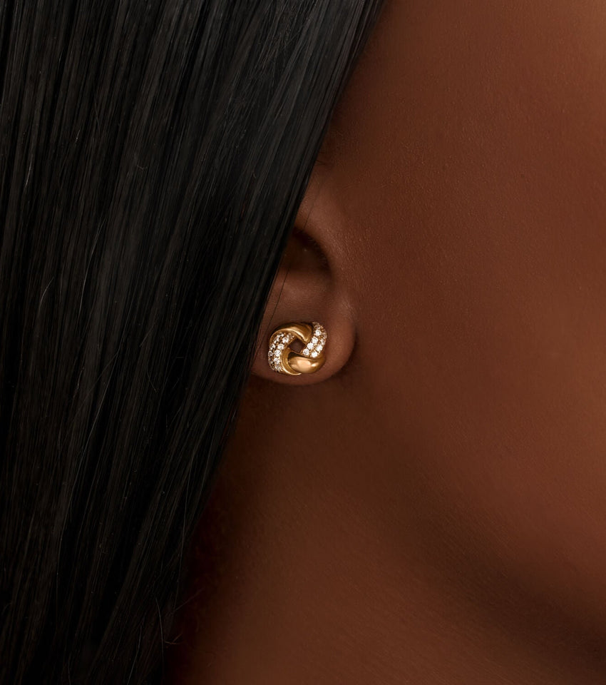 Sterling Silver Crystal Twisted Studs (Gold)
