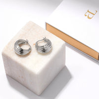 Ribbed Hoops (Silver)