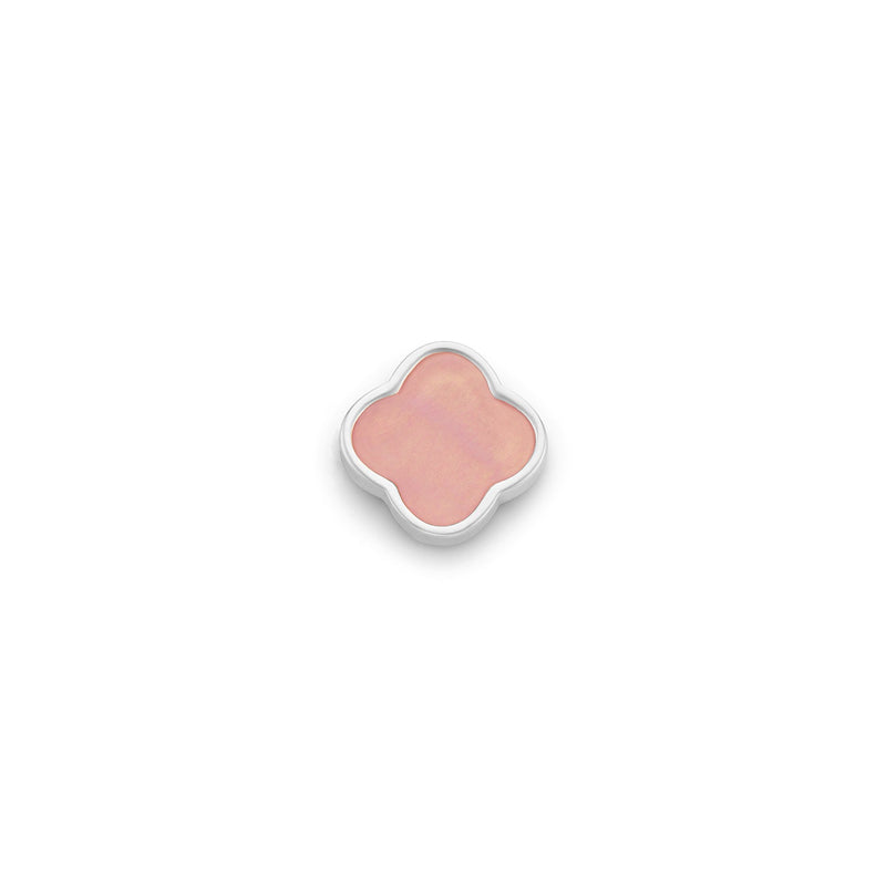 Rose Quartz Clover Charms (Silver) - Plain
