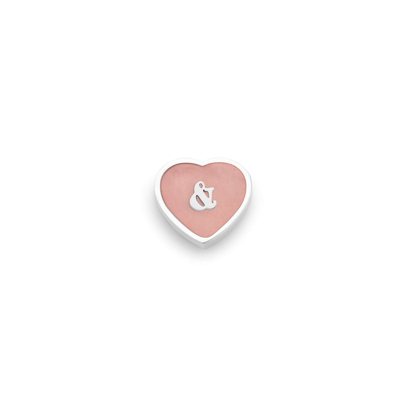Rose Quartz Heart Charms (Silver) - &