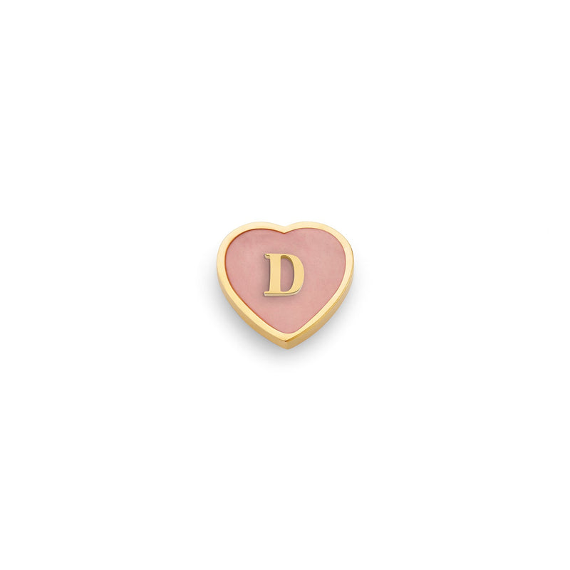 Rose Quartz Heart Charms (Gold) - Initials