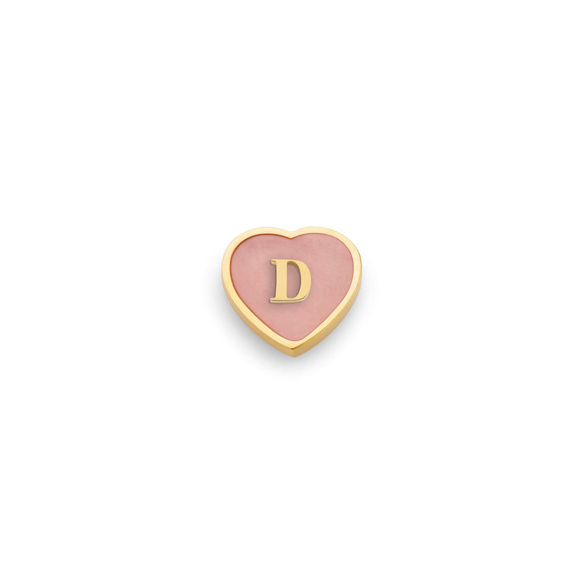 Rose Quartz Heart Charms (Gold) - Initials