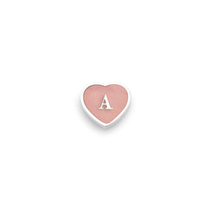 Rose Quartz Heart Charms (Silver) - Initials