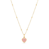 Rose Quartz Heart Necklace (Gold)