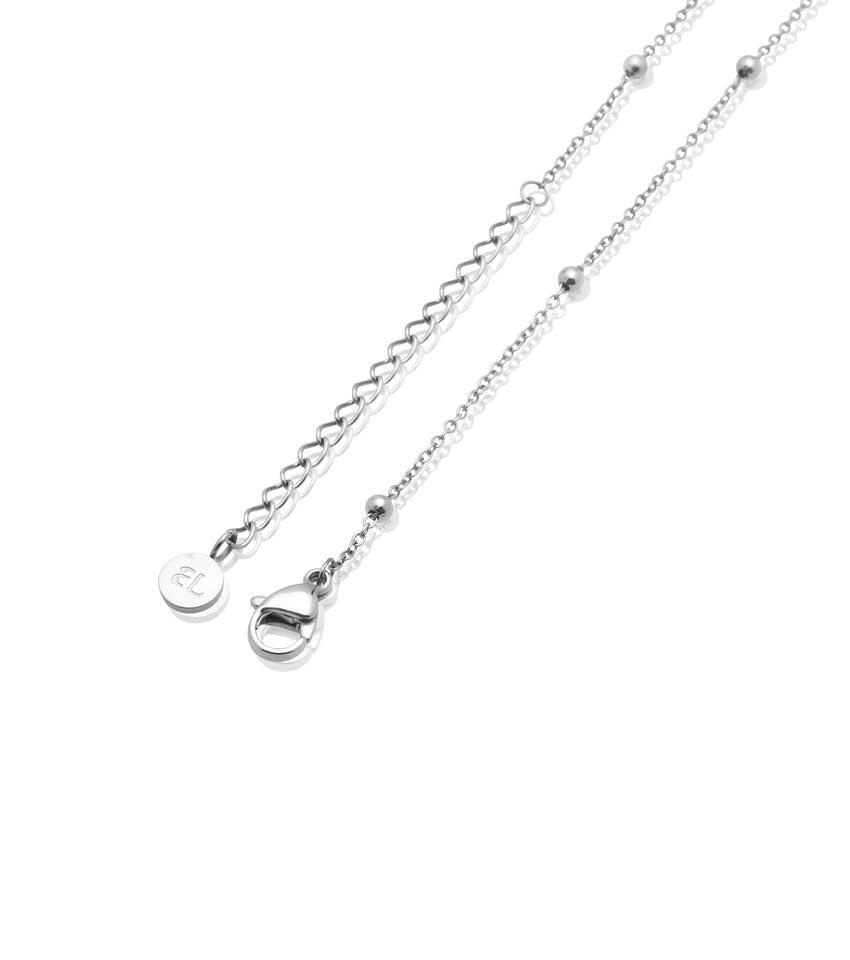 Mini Letter Sphere Chain Necklace (Silver)