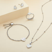 Pearl Heart & Initial Necklace (Silver)