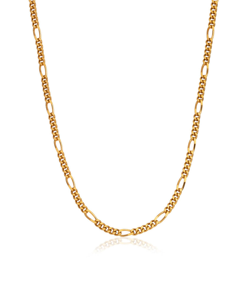 Small Figaro Chain Necklace (Gold)