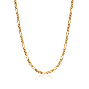 Small Figaro Chain Necklace (Gold)