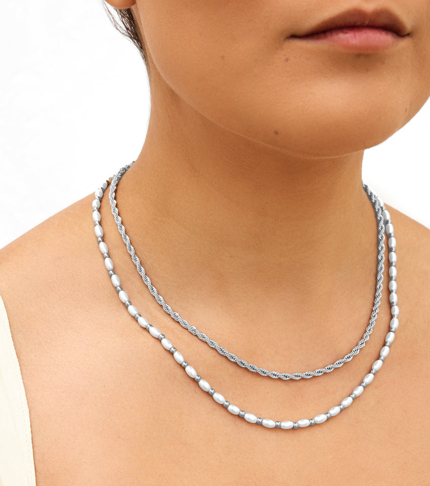 Small Rope Chain Necklace (Silver)