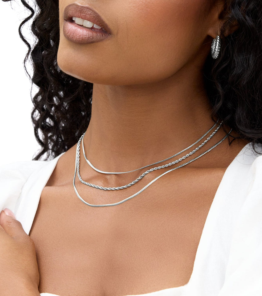 Small Rope Chain Necklace (Silver)