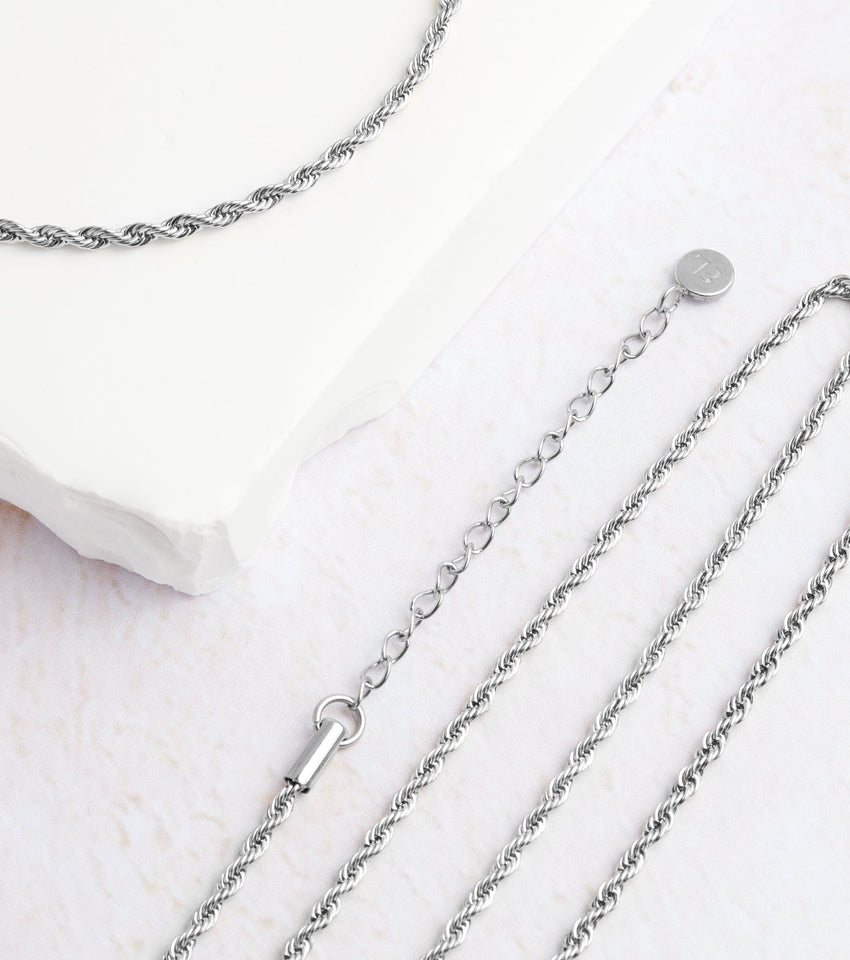 Small Rope Chain Necklace (Silver)