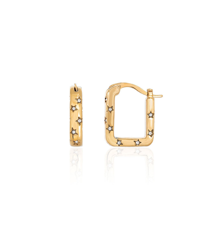 Starburst Square Hoops (Gold)