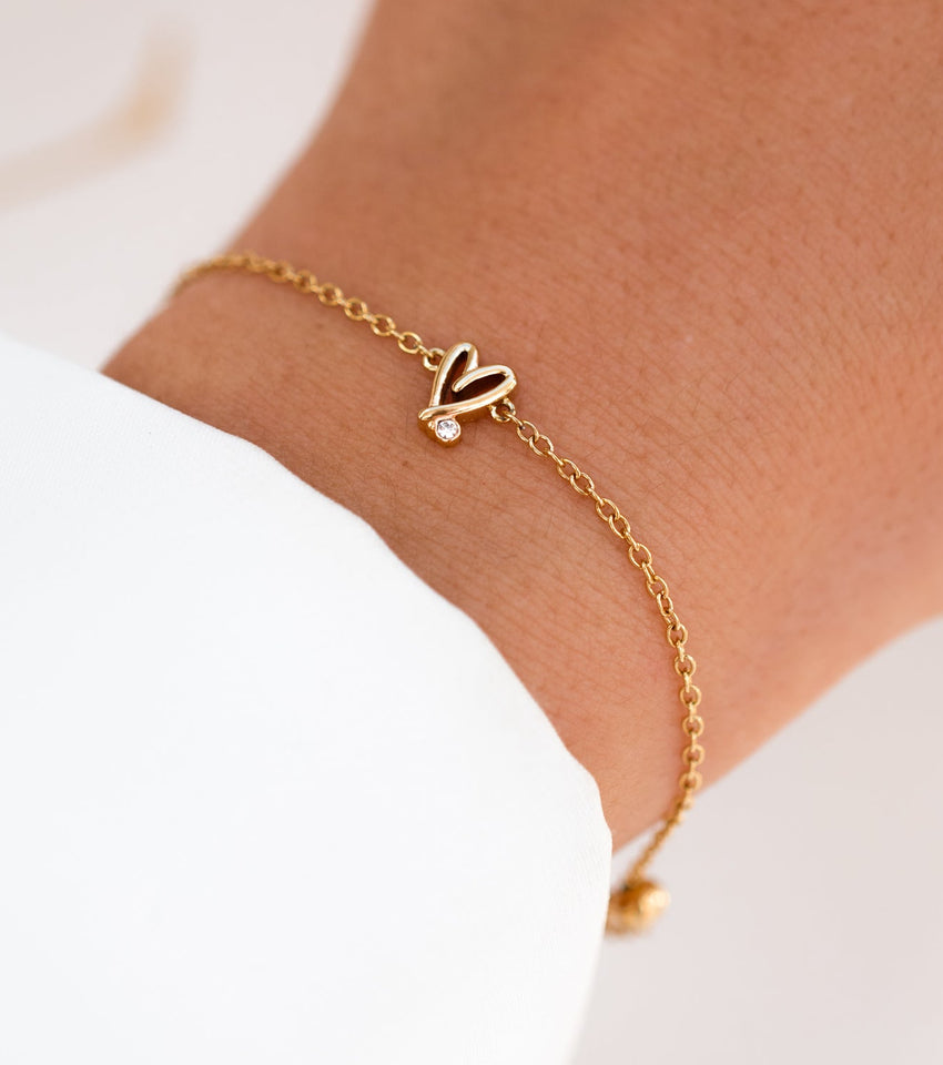 Stories Doodle Heart  Bracelet (Gold)