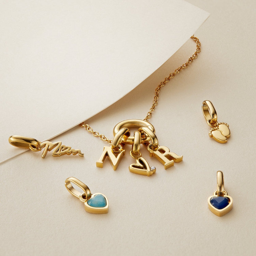 Stories Mini Heart Birthstone Pendant (Gold)