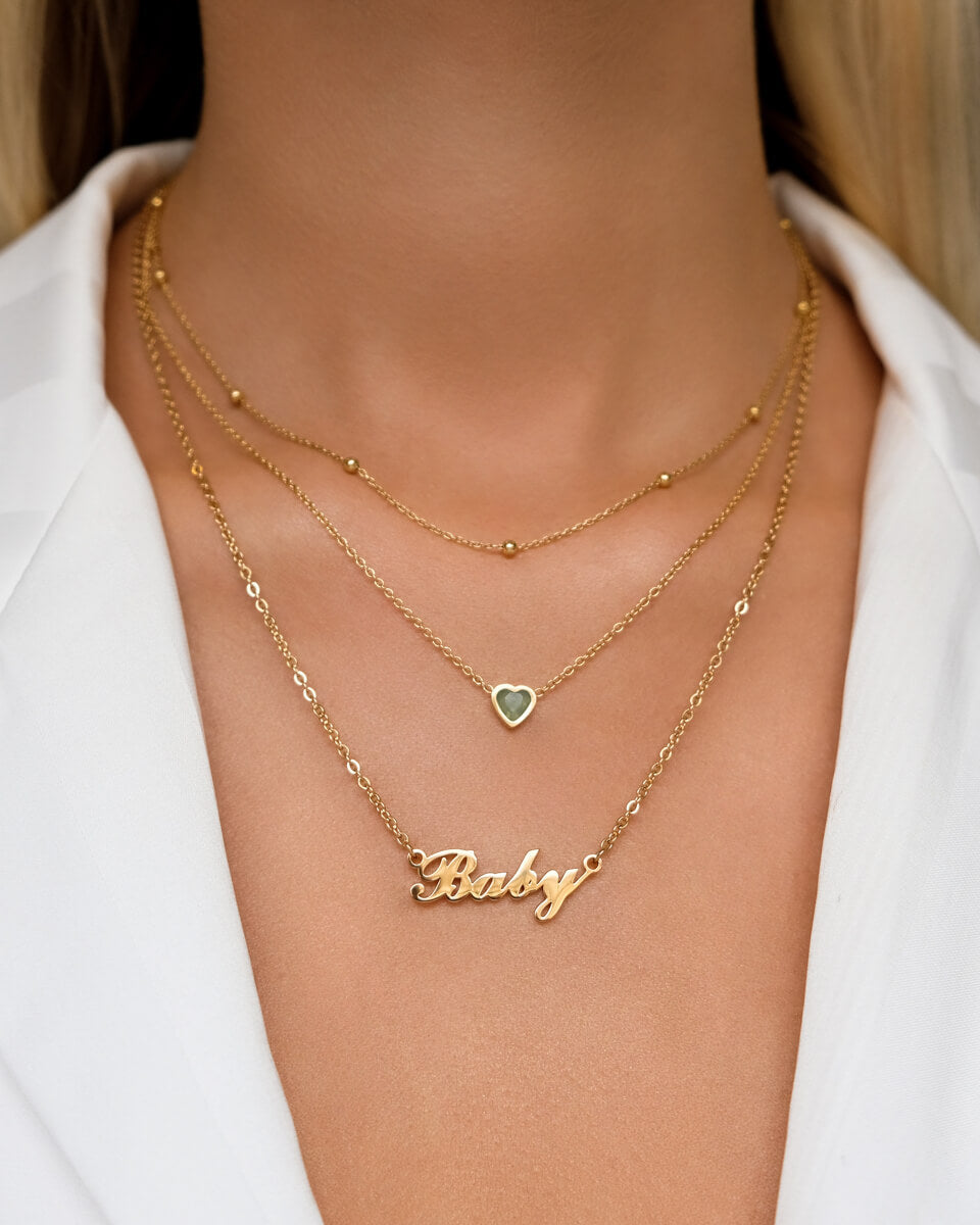 選べる誕生石【ABBOTT LYON】Mini Heart Birthstoneネックレス★ Mini Heart Birthstone Necklace (Silver)