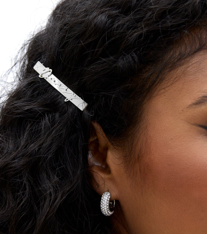 Signature Name Hair Clip (Silver)