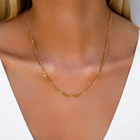 Small Figaro Chain Necklace (Gold)