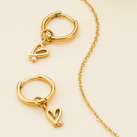 Stories Doodle Heart Huggie Hoops (Gold)