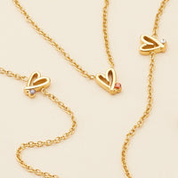 Stories Doodle Heart Birthstone Necklace (Gold)