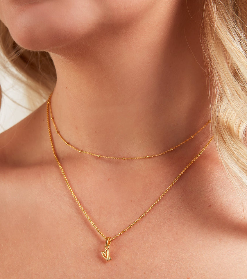 Stories Doodle Heart Fine Chain Necklace (Gold)