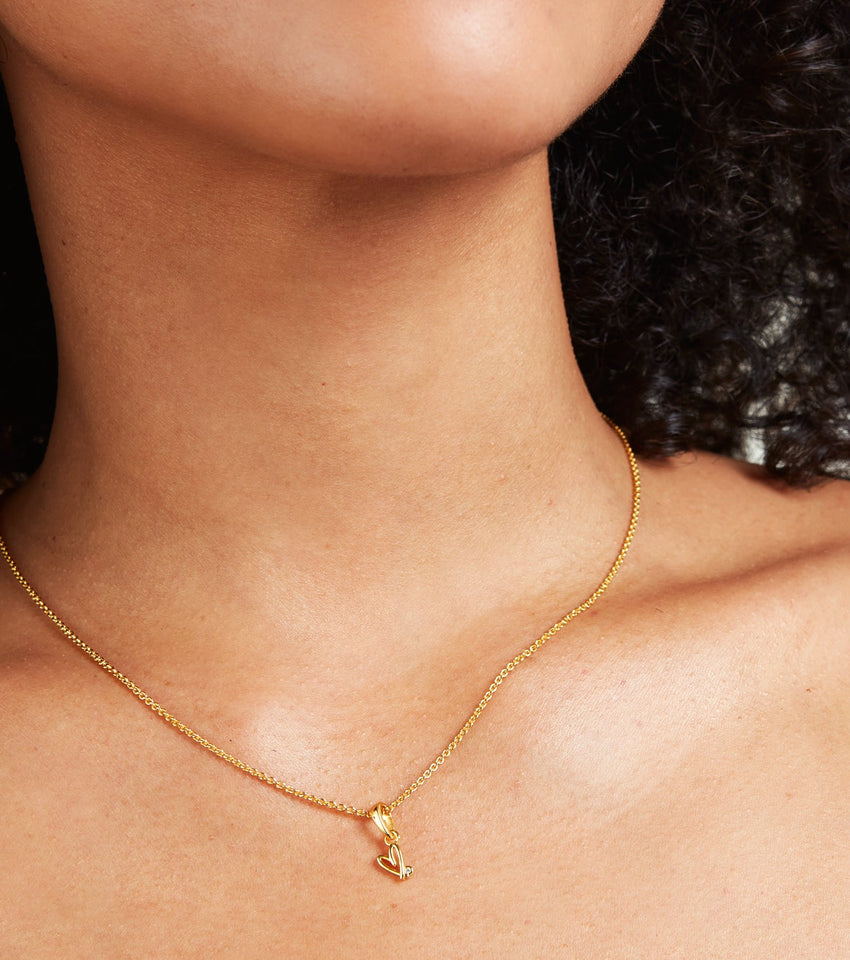 Stories Doodle Heart Fine Chain Necklace (Gold)