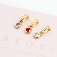 Stories Script Initial & Birthstone Necklace (Gold)