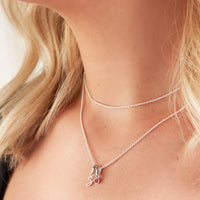 Stories Script Initial & Birthstone Necklace (Silver)