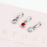 Stories Script Initial & Birthstone Necklace (Silver)