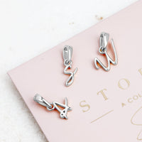Stories Script Initial & Birthstone Necklace (Silver)
