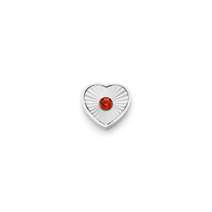 Textured Heart Charms (Silver) - Birthstone