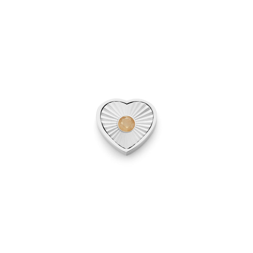 Textured Heart Charms (Silver) - Birthstone