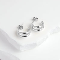 Triple Band Hoop Earrings (Silver)